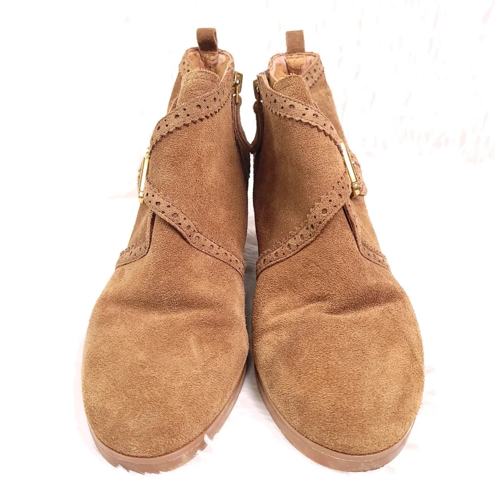 Franco Sarto Arielle Wedge Booties Suede Leather 9.5